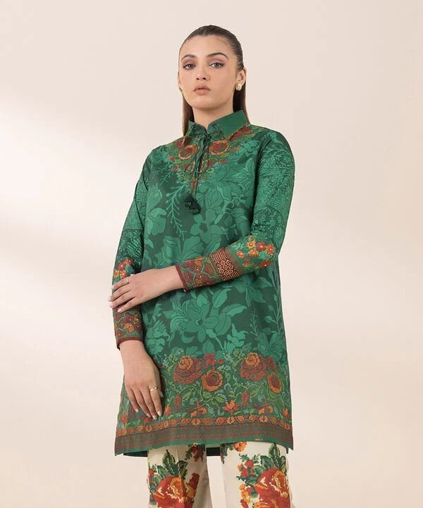 Pakistani Sapphire Floral Printed Embroidered Lawn Unstitched Two-Piece - Forest Ivy
