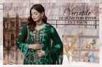 Pakistani Bin Khalid Dastaan Exclusive Chiffon Unstitched Three Piece – Emerald Forest