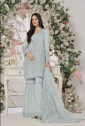 Pakistani Aroohi Unstitched Three Piece - Powder Blue Frost