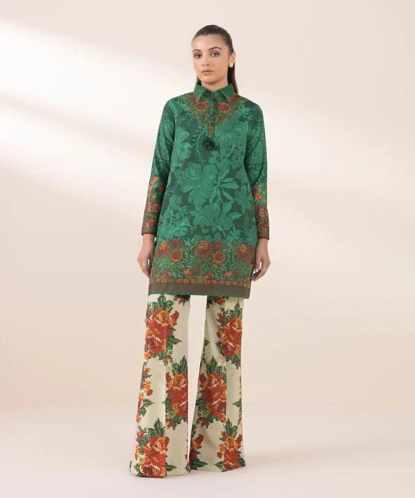 Pakistani Sapphire Floral Printed Embroidered Lawn Unstitched Two-Piece - Forest Ivy