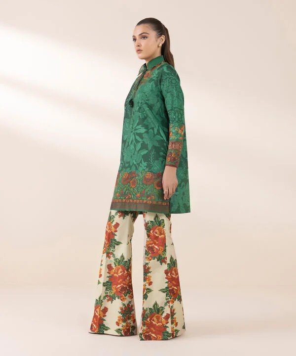Pakistani Sapphire Floral Printed Embroidered Lawn Unstitched Two-Piece - Forest Ivy