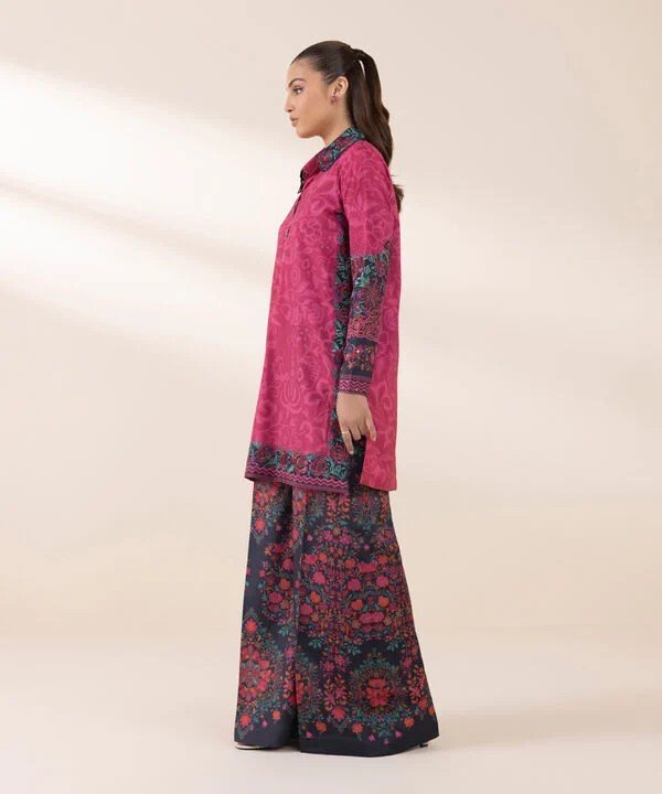 Pakistani Sapphire Floral Printed Embroidered Lawn Unstitched Two-Piece - Raspberry Rose