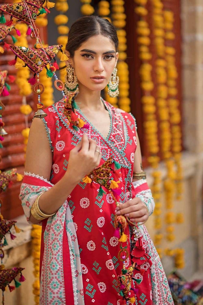 Pakistani Gul Ahmed Chunri Printed Unstitched Three Piece – Crimson Petal