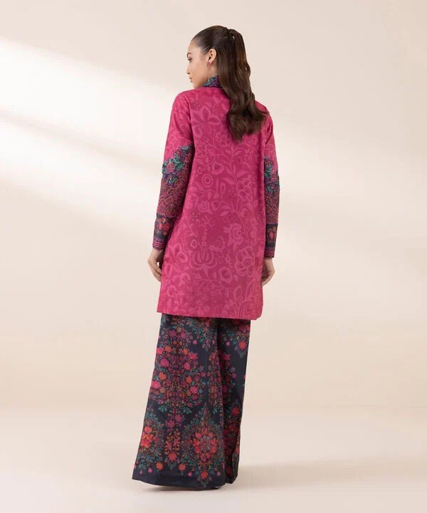 Pakistani Sapphire Floral Printed Embroidered Lawn Unstitched Two-Piece - Raspberry Rose