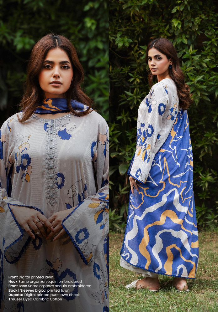 Pakistani Gullbano by Gulljee Digital Printed Embroidered Lawn Unstitched Three Piece - Fantasy