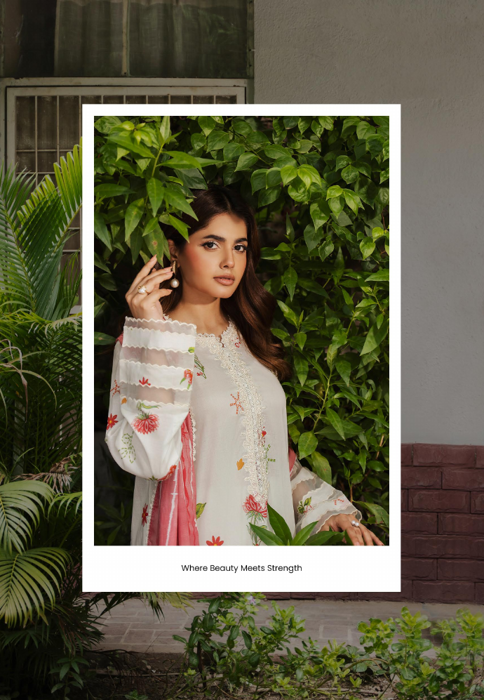 Pakistani Gullbano by Gulljee Digital Printed Embroidered Lawn Unstitched Three Piece - Eggshell