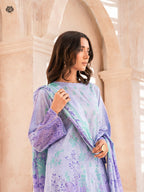 Pakistani Jugan by Gulljee Unstitched Three-Piece - Amethyst Bloom