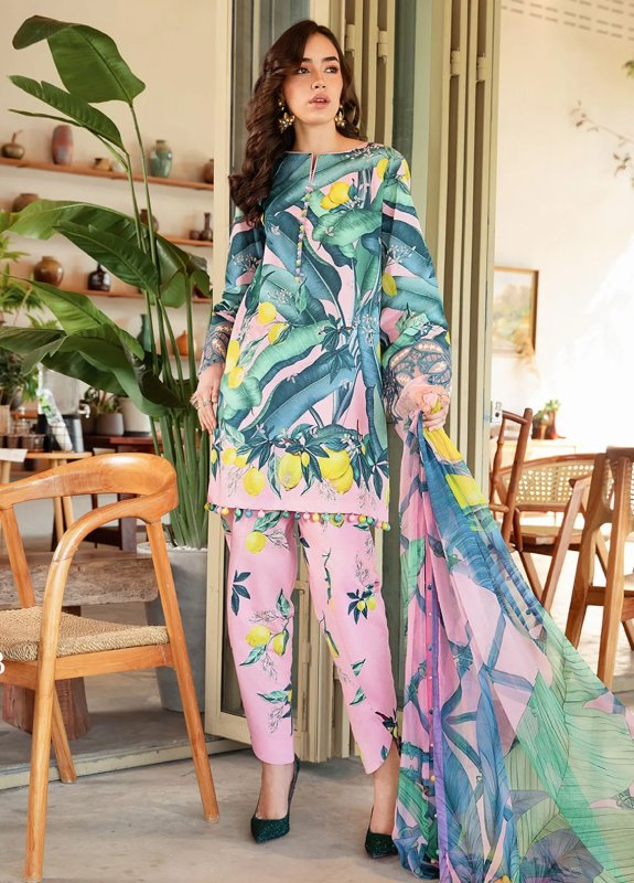 Pakistani Maria B. M-Print Luxury Lawn Unstitched Three-Piece - Zesty Orchid