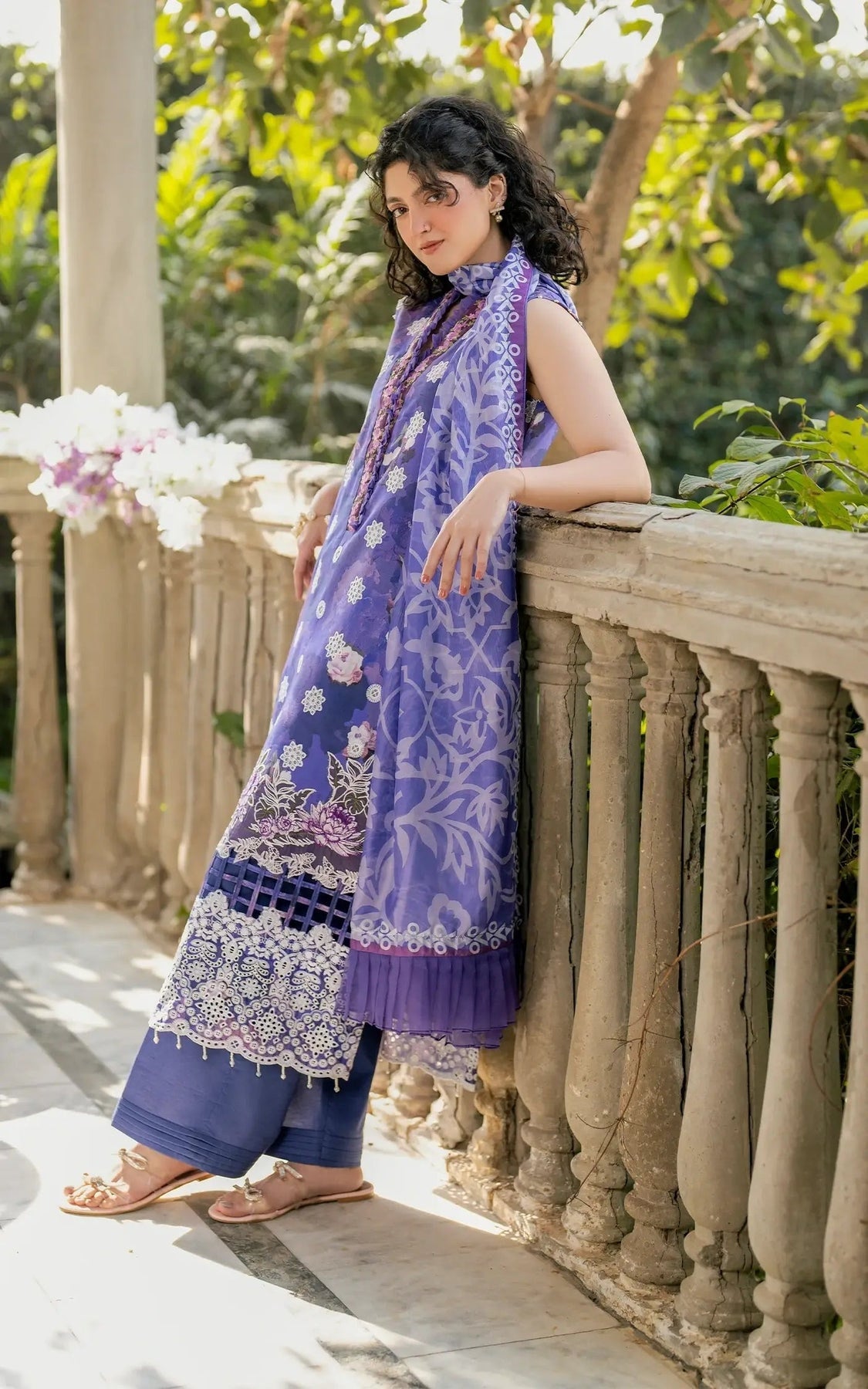 Pakistani Gulkaari by Asifa & Nabeel Unstitched Three-Piece - Royal Amethyst