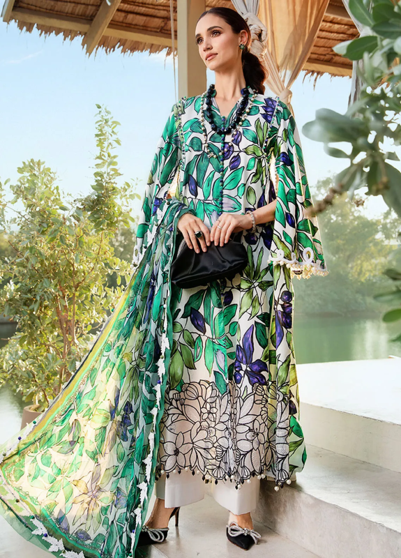 Pakistani Maria B. M-Print Luxury Lawn Unstitched Three-Piece - Emerald Verdure