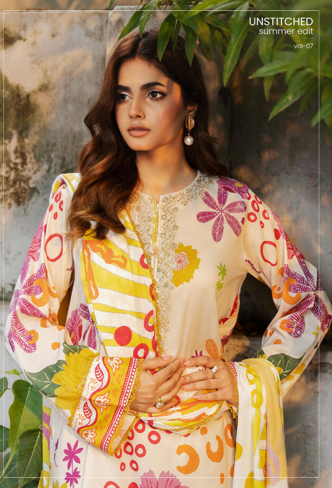 Pakistani Gullbano by Gulljee Digital Printed Embroidered Lawn Unstitched Three Piece - Bush