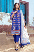 Pakistani Gul Ahmed Chunri Printed Unstitched Three Piece – Royal Cobalt