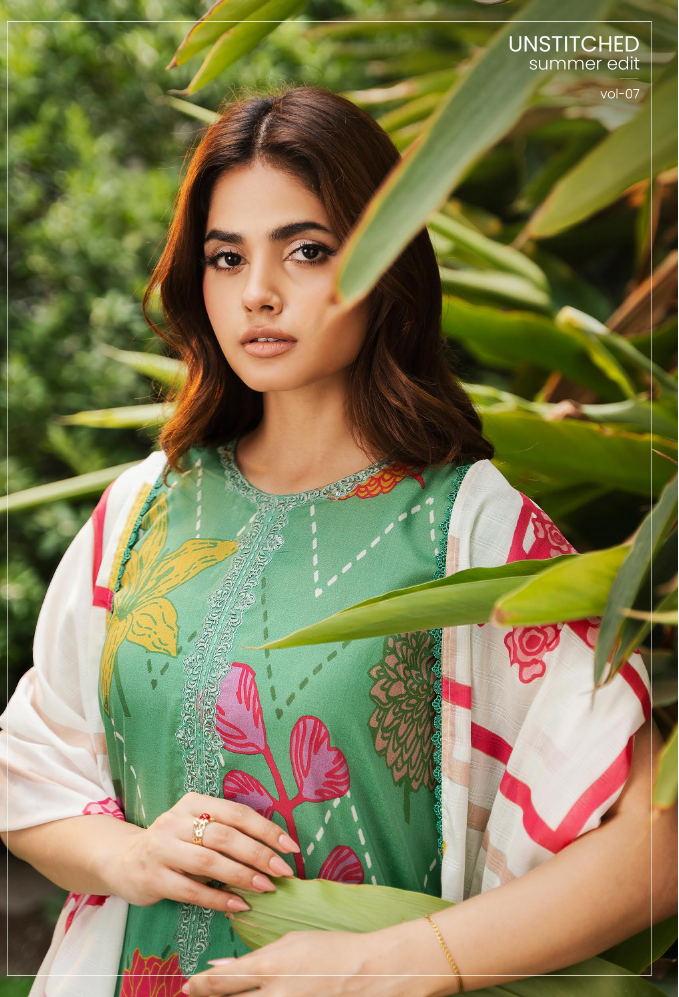 Pakistani Gullbano by Gulljee Digital Printed Embroidered Lawn Unstitched Three Piece - Lichen