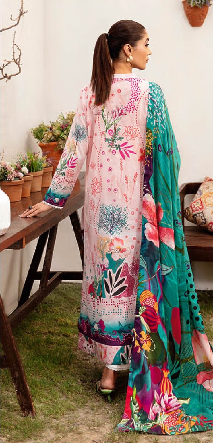 Pakistani Ramsha Mashaal Embroidered Unstitched Three-Piece - Blush Paradise