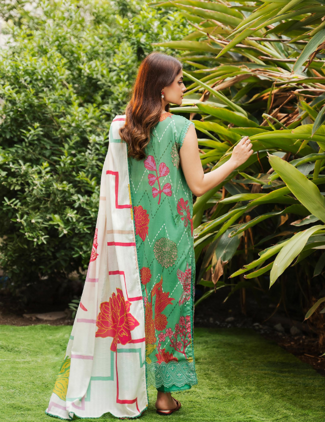Pakistani Gullbano by Gulljee Digital Printed Embroidered Lawn Unstitched Three Piece - Lichen