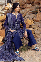 Pakistani Gul Ahmed Chunri Printed Unstitched Three Piece – Midnight Sapphire