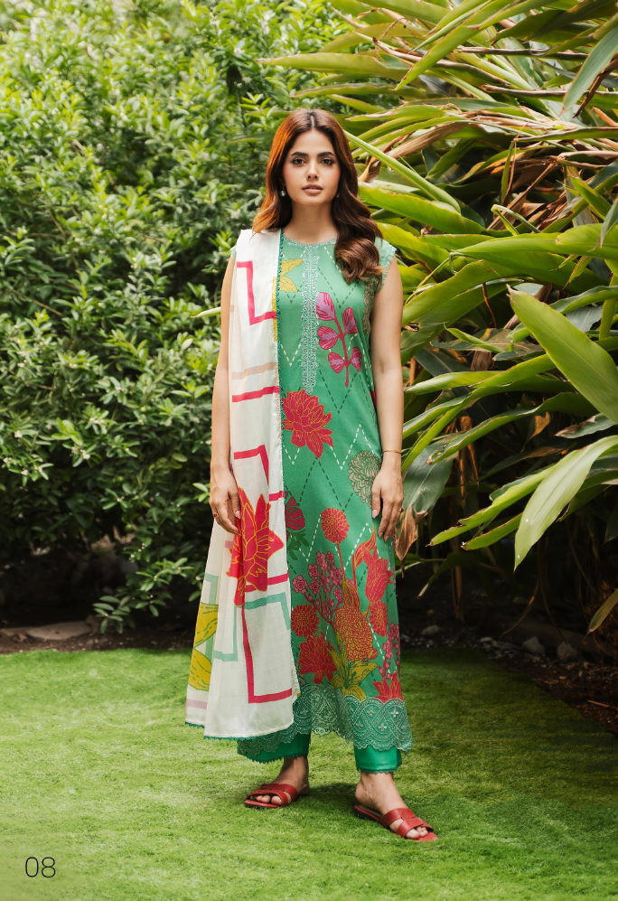 Pakistani Gullbano by Gulljee Digital Printed Embroidered Lawn Unstitched Three Piece - Lichen