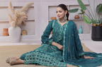 Pakistani Bin Khalid Dastaan Exclusive Chiffon Unstitched Three Piece – Teal Radiance