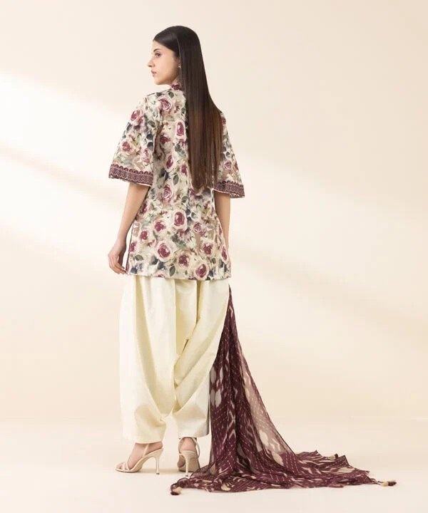 Pakistani Sapphire Floral Printed Embroidered Lawn Unstitched Three-Piece - Plum Vineyard