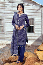 Pakistani Gul Ahmed Chunri Printed Unstitched Three Piece – Midnight Sapphire