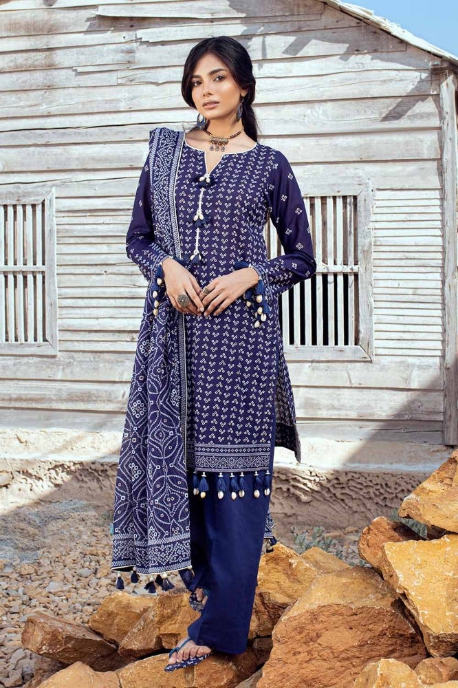 Pakistani Gul Ahmed Chunri Printed Unstitched Three Piece – Midnight Sapphire
