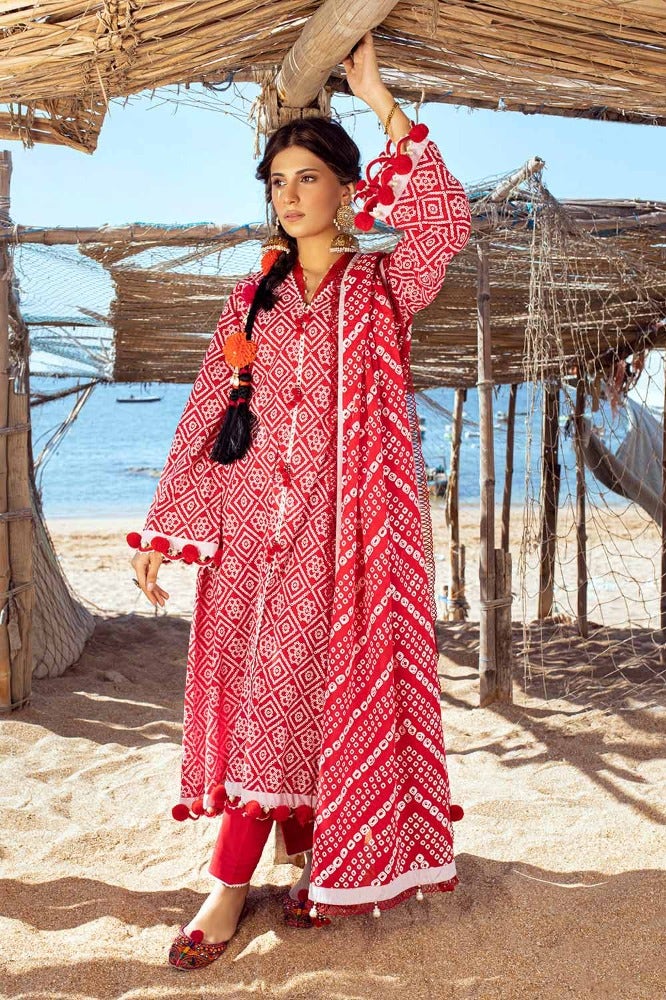 Pakistani Gul Ahmed Chunri Printed Unstitched Three Piece – Radiant Ruby
