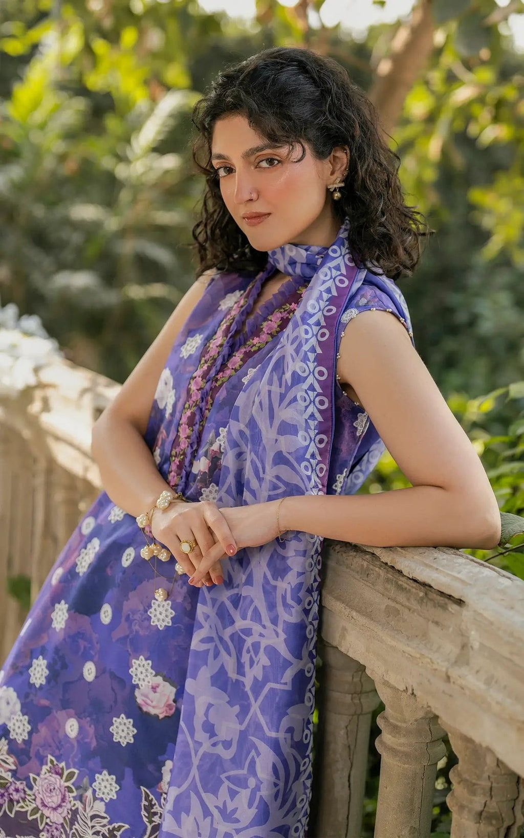 Pakistani Gulkaari by Asifa & Nabeel Unstitched Three-Piece - Royal Amethyst