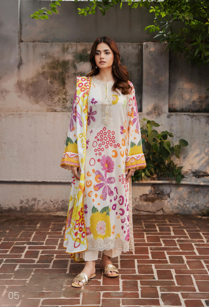 Pakistani Gullbano by Gulljee Digital Printed Embroidered Lawn Unstitched Three Piece - Bush
