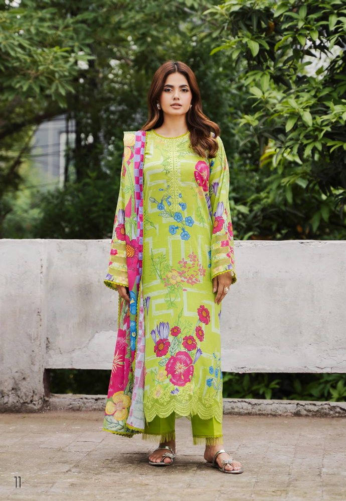 Pakistani Gullbano by Gulljee Digital Printed Embroidered Lawn Unstitched Three Piece - Willow