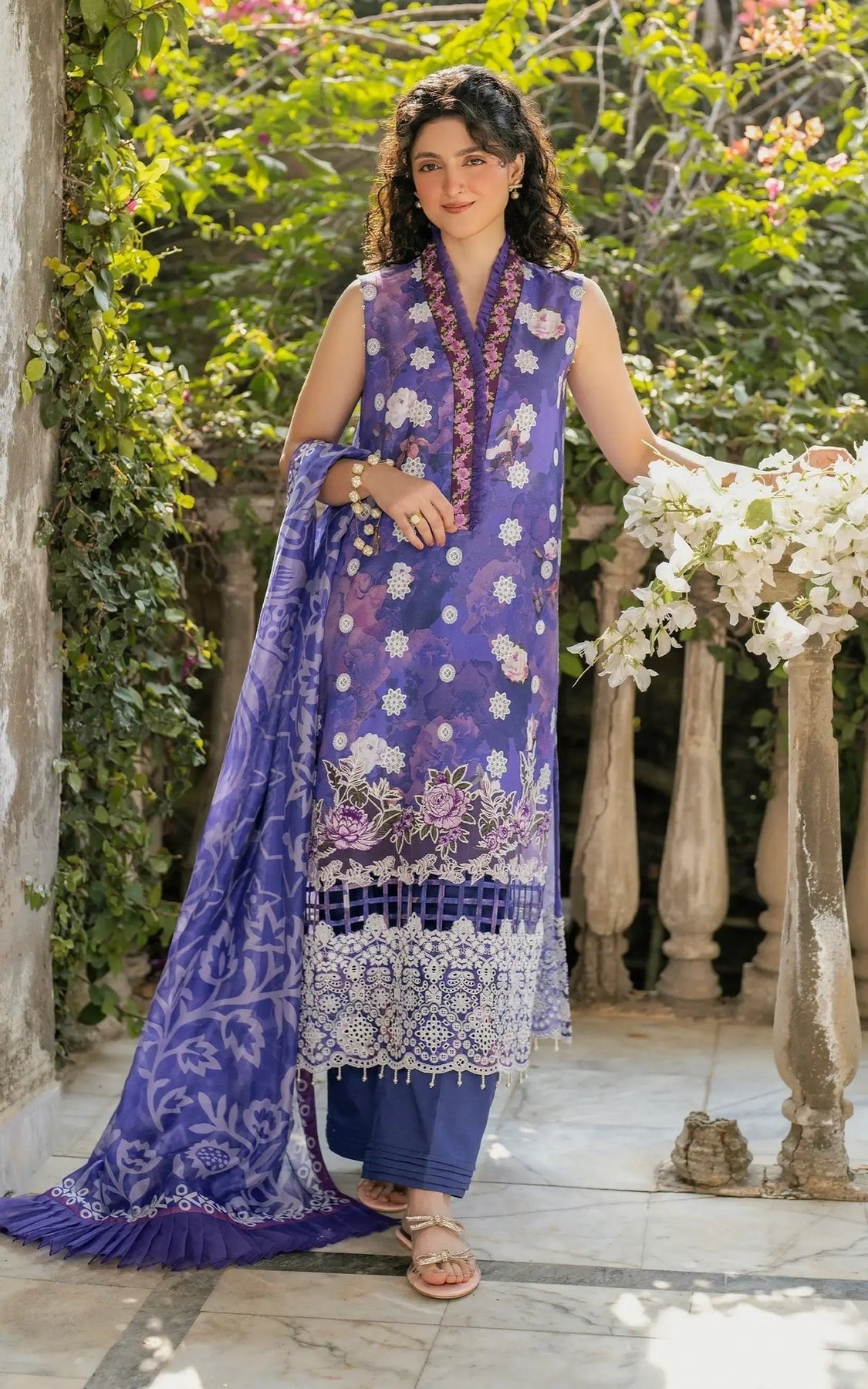 Pakistani Gulkaari by Asifa & Nabeel Unstitched Three-Piece - Royal Amethyst