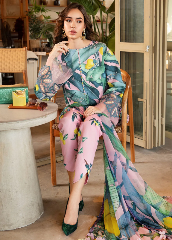 Pakistani Maria B. M-Print Luxury Lawn Unstitched Three-Piece - Zesty Orchid