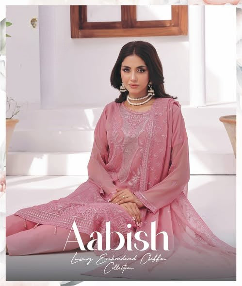 Pakistani Abish by Bin Hameed Unstitched Three-Piece - Rose Quartz