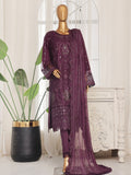Pakistani Bin Saeed Luxury Embroidered Chiffon Three Piece Plum
