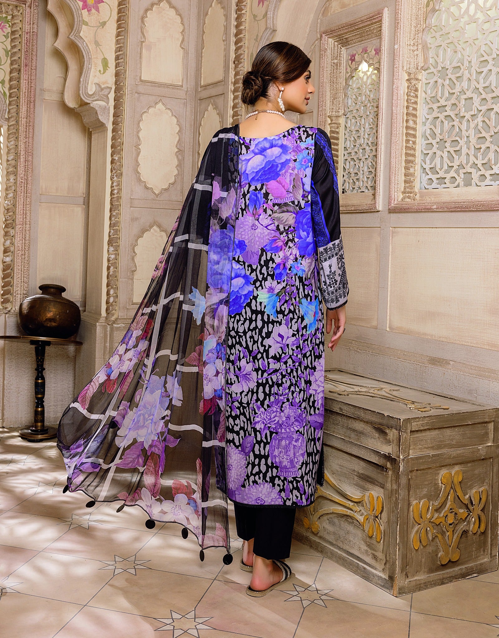Pakistani Quas by Charizma C-Prints Unstitched Three Piece – Royal Amethyst