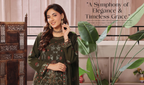 Pakistani Bin Hammeed Nimra Embroidered Chiffon Unstitched Three Piece – Forest Emerald