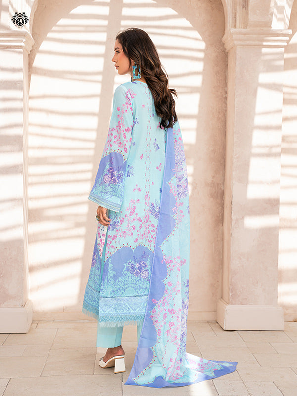 Pakistani Jugan by Gulljee Unstitched Three-Piece - Cerulean Sky