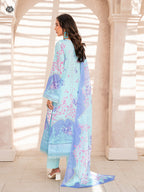 Pakistani Jugan by Gulljee Unstitched Three-Piece - Cerulean Sky