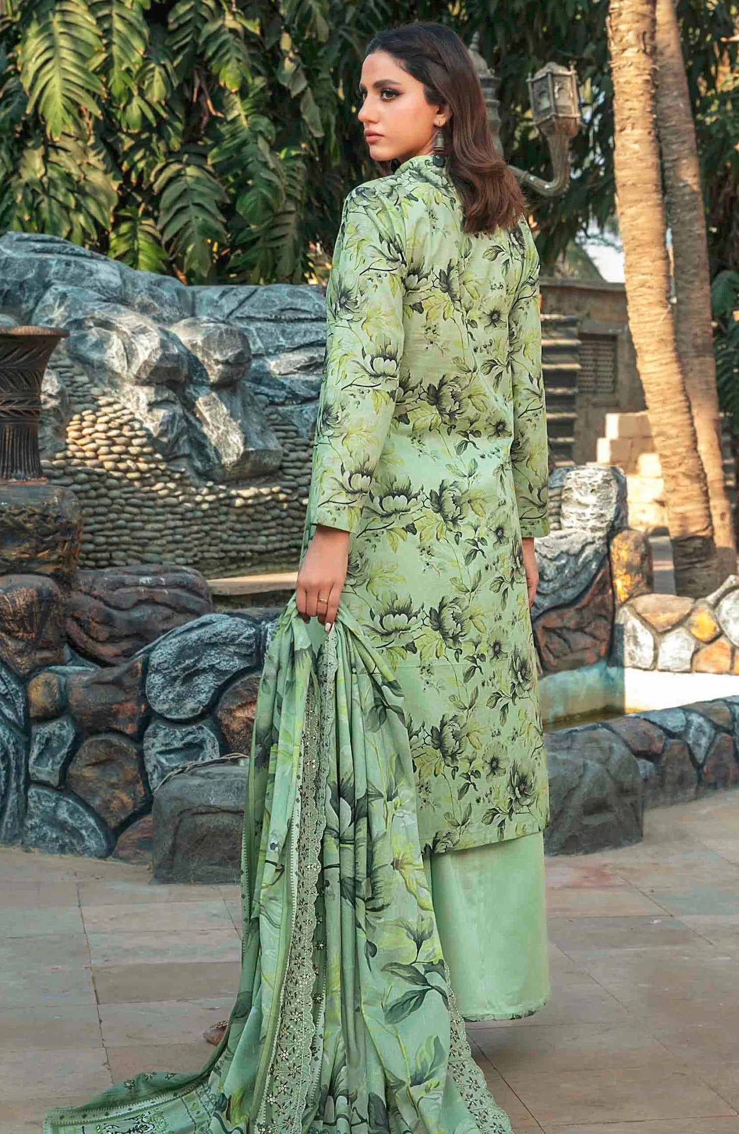 Pakistani Tawakkal Fabrics Unstitched Three Piece - Sage Garden