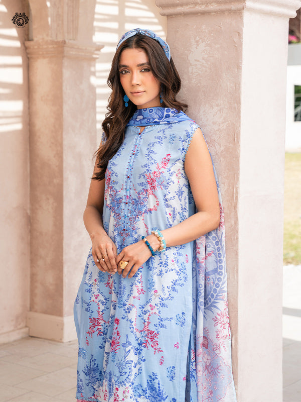 Pakistani Jugan by Gulljee Unstitched Three Piece – Azure Sky