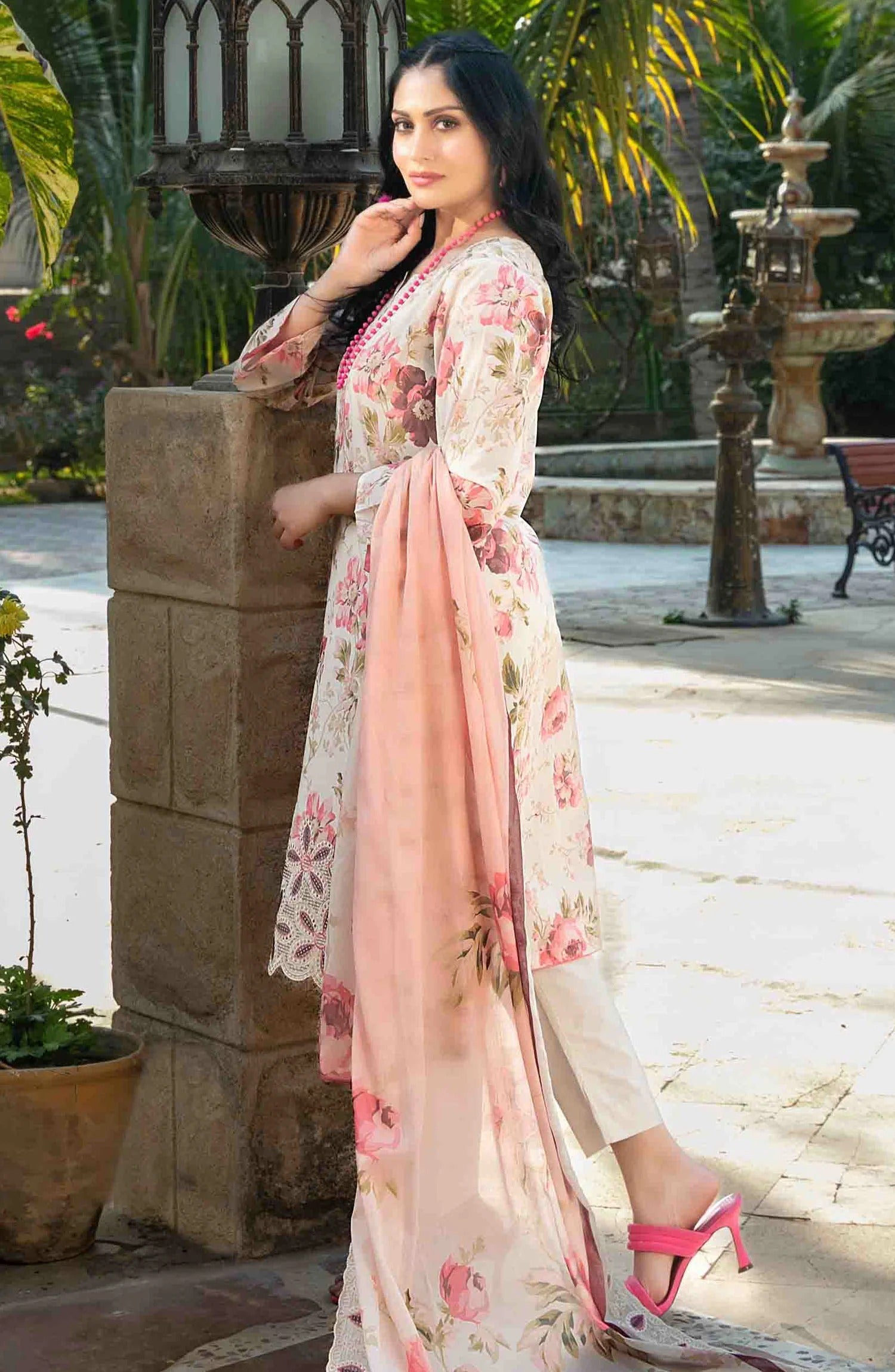 Pakistani Tawakkal Fabrics Unstitched Three Piece - Cream Blossom