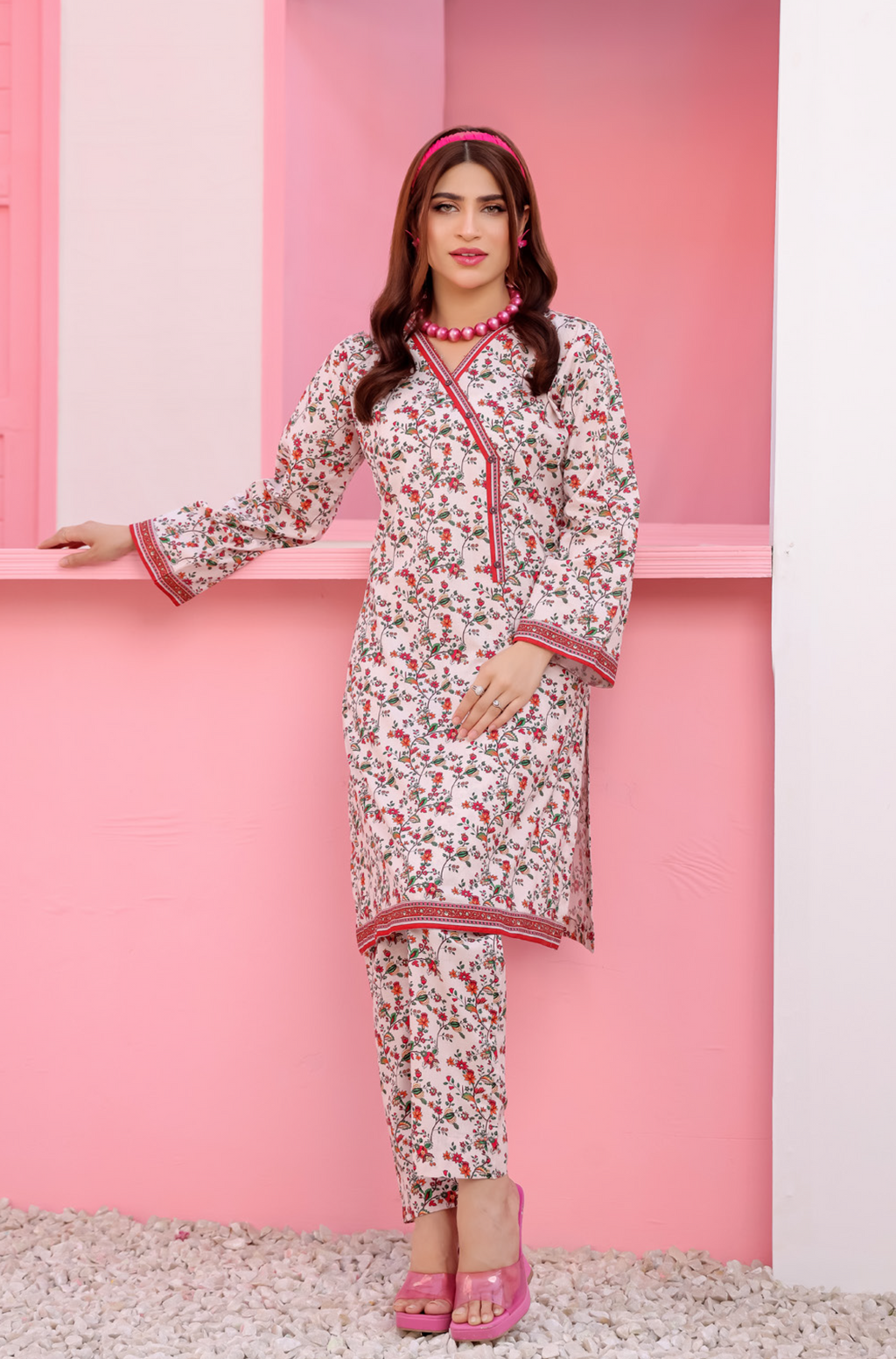 Pakistani CAMINO Unstitched Two-Piece Superior Cotton – Berry Vine