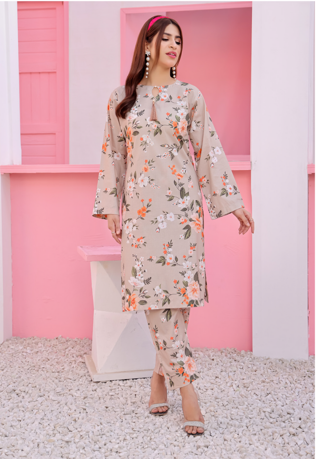 Pakistani CAMINO Unstitched Two-Piece Superior Cotton – Autumnal Grace