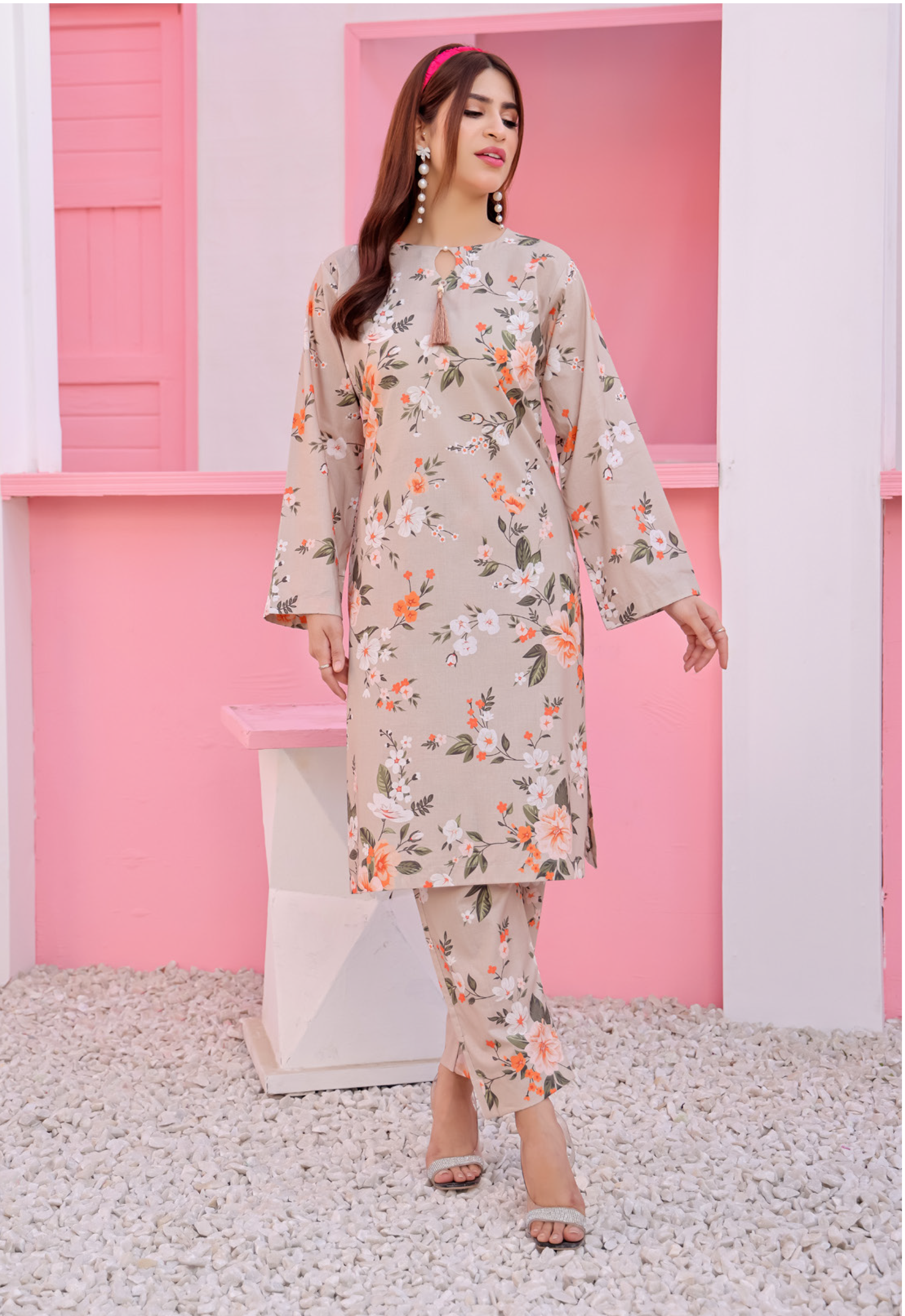 Pakistani CAMINO Unstitched Two-Piece Superior Cotton – Autumnal Grace