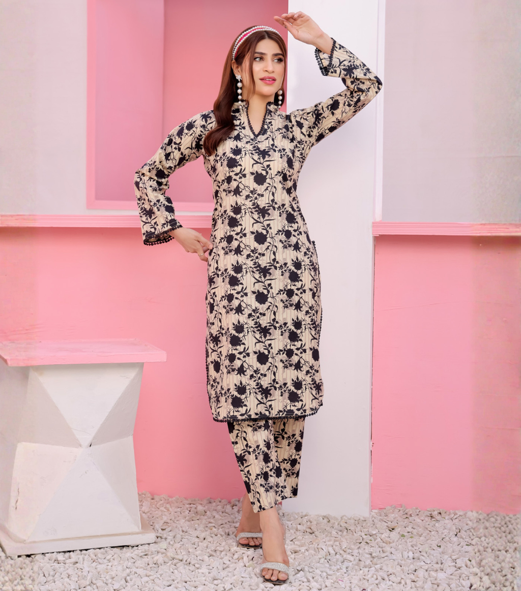 Pakistani CAMINO Unstitched Two-Piece Superior Cotton – Monochrome Noir