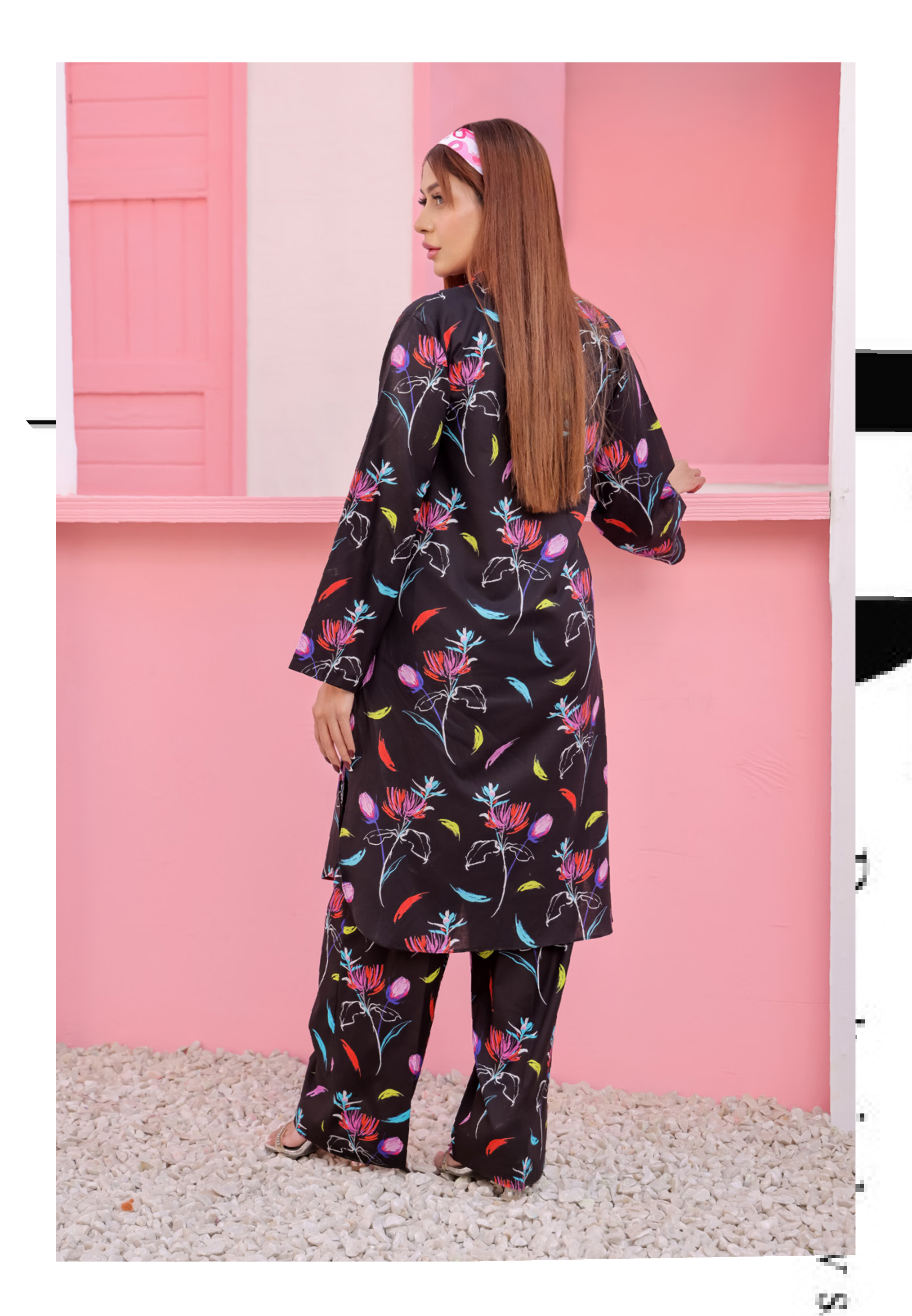 Pakistani CAMINO Unstitched Two-Piece Superior Cotton – Midnight Bloom