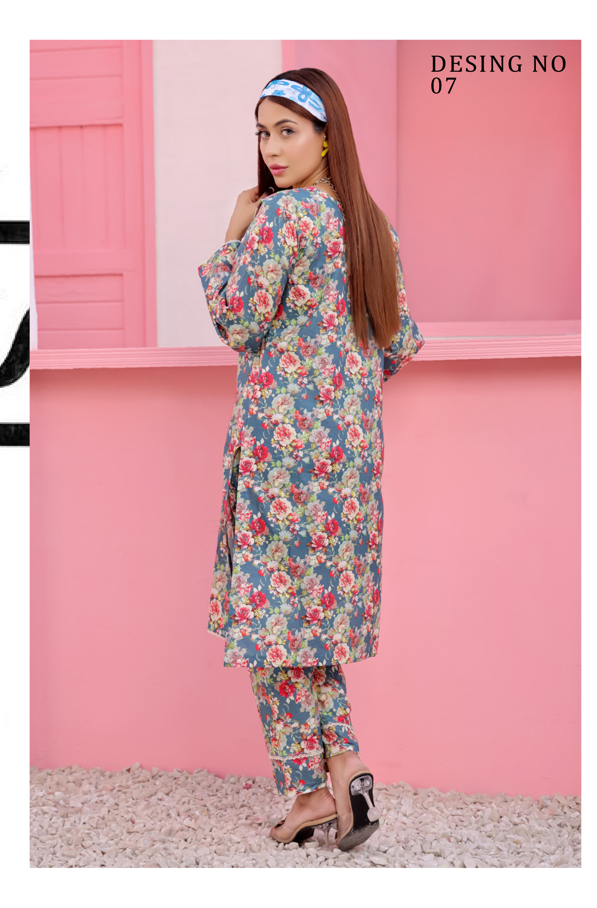 Pakistani CAMINO Unstitched Two-Piece Superior Cotton – Dusky Rose Garden