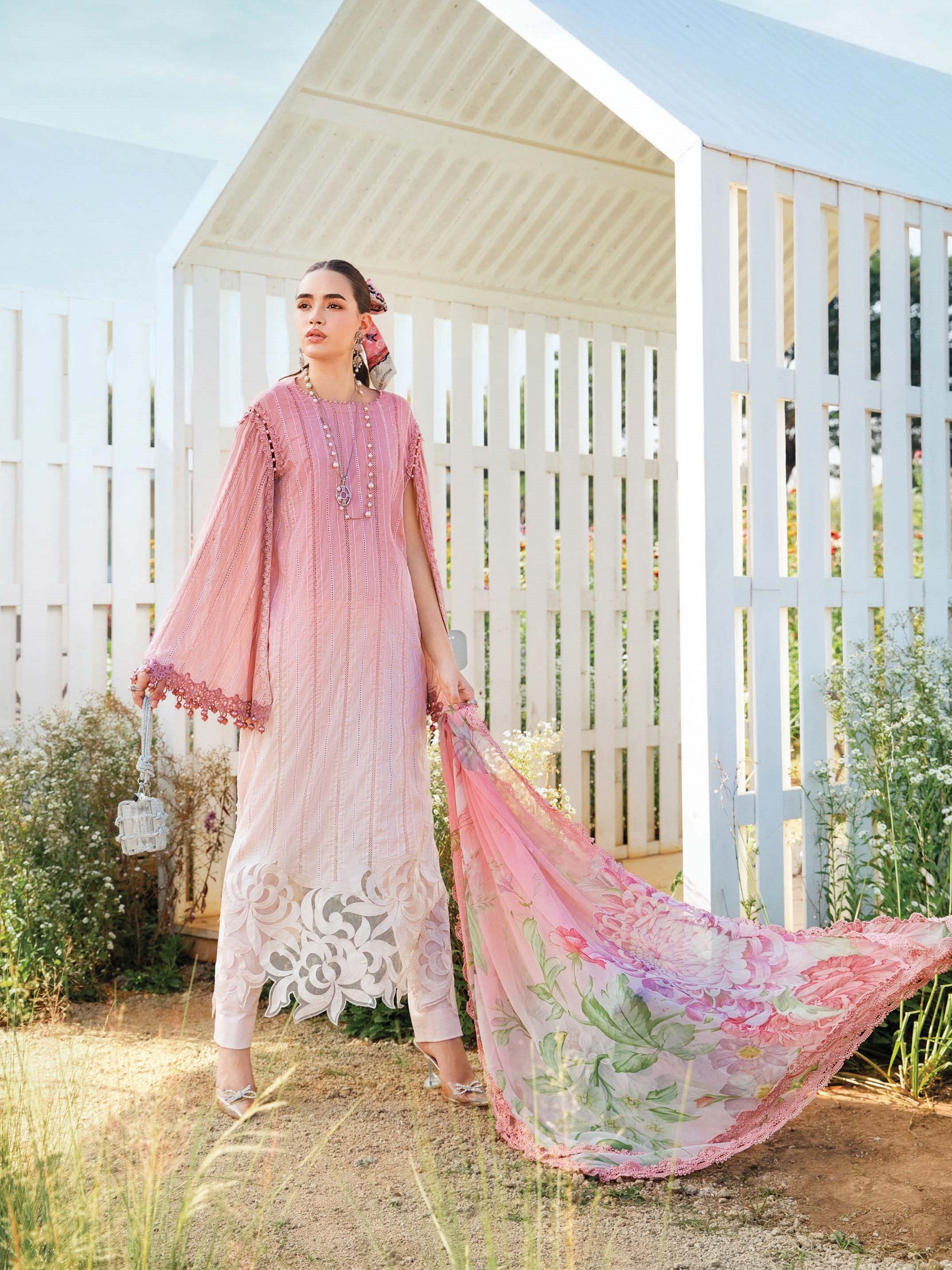 Pakistani Maria B. M-Print Luxury Lawn Unstitched Three-Piece - Rose Quartz