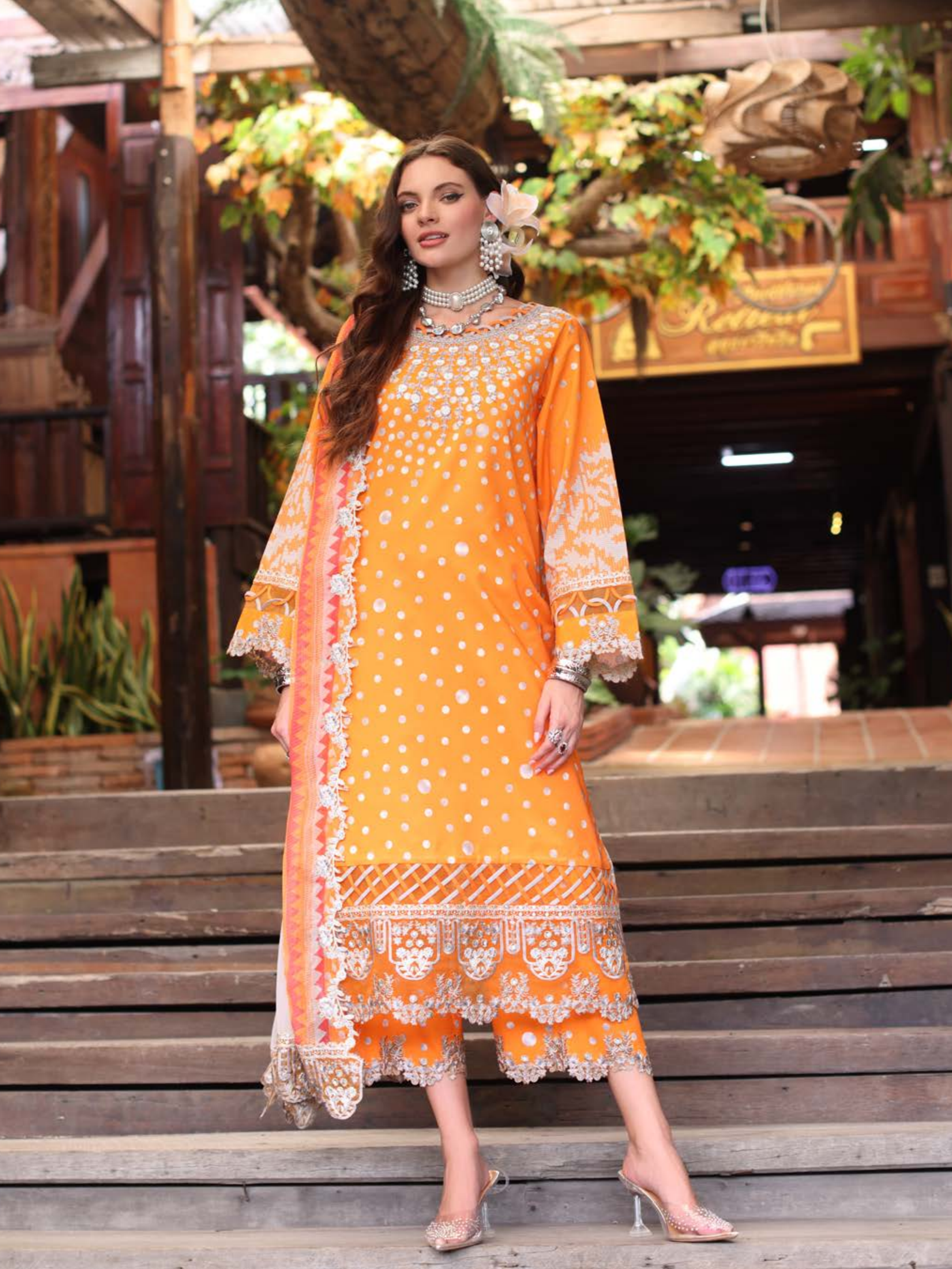 Pakistani Charizma Aniiq Embroidered Unstitched Lawn Collection – Sun-Kissed Amber