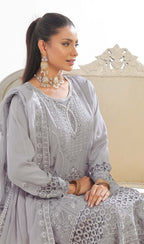 Pakistani Darshan by bin hameed unstitched three piece - Silver Frost