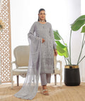 Pakistani Darshan by bin hameed unstitched three piece - Silver Frost